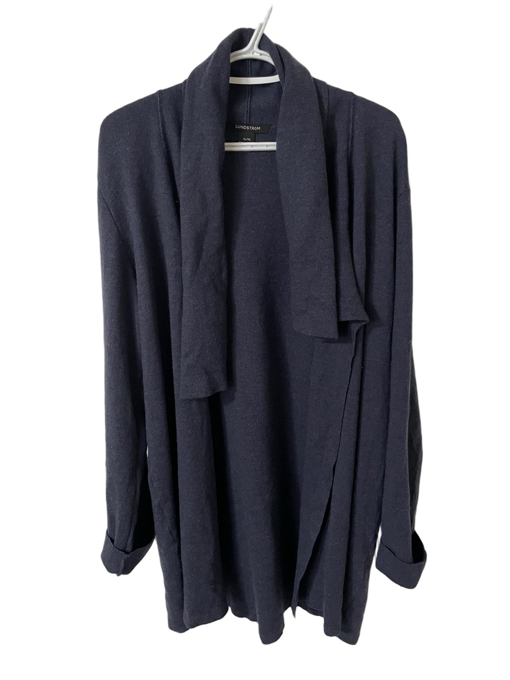 Linda Lundstrom Wool Open-Front Dark Blue Cardigan Size XL